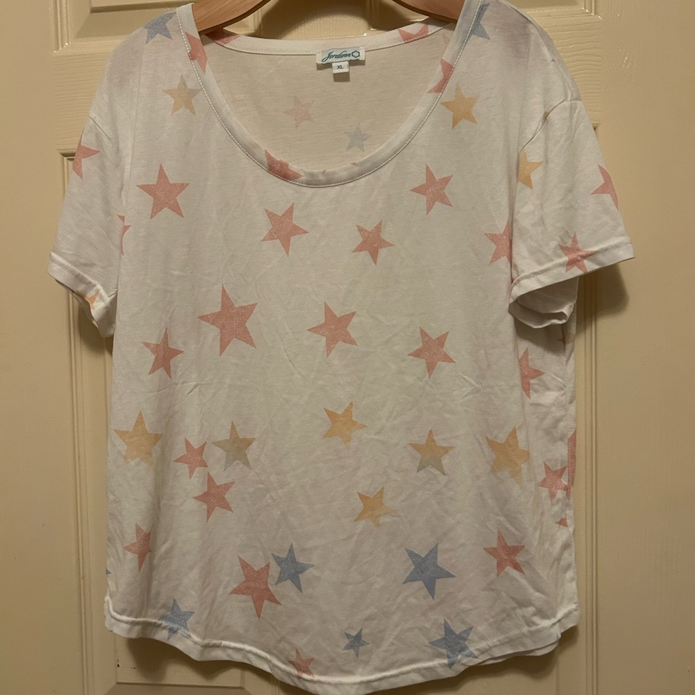 White Rainbow Star Top